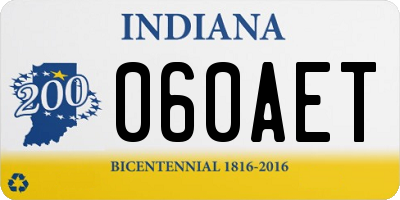 IN license plate 060AET
