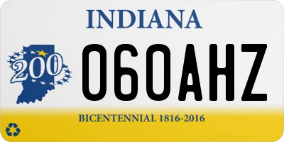 IN license plate 060AHZ