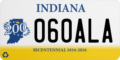IN license plate 060ALA