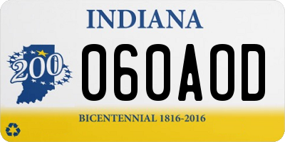 IN license plate 060AOD