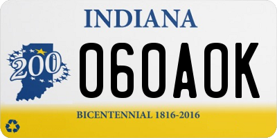 IN license plate 060AOK