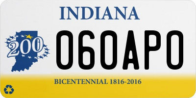 IN license plate 060APO