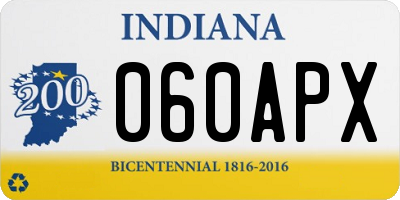 IN license plate 060APX