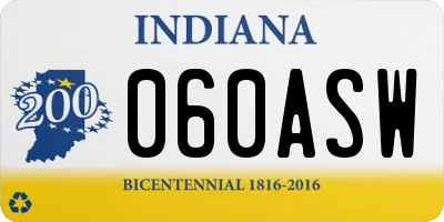 IN license plate 060ASW