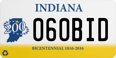 IN license plate 060BID