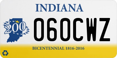 IN license plate 060CWZ