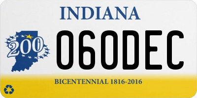 IN license plate 060DEC