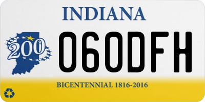 IN license plate 060DFH