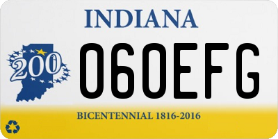 IN license plate 060EFG