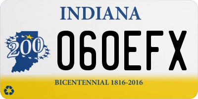 IN license plate 060EFX