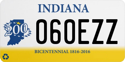 IN license plate 060EZZ