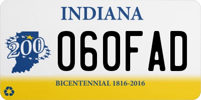 IN license plate 060FAD