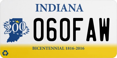 IN license plate 060FAW