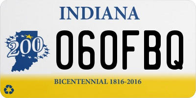IN license plate 060FBQ