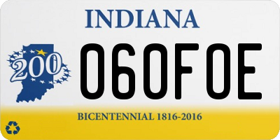 IN license plate 060FOE