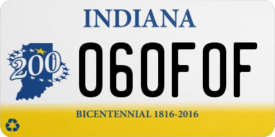 IN license plate 060FOF