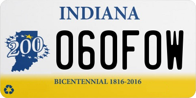 IN license plate 060FOW