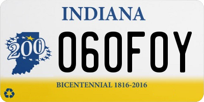 IN license plate 060FOY