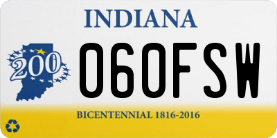 IN license plate 060FSW