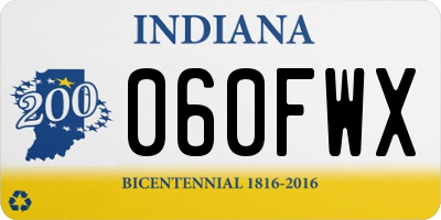 IN license plate 060FWX