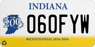 IN license plate 060FYW