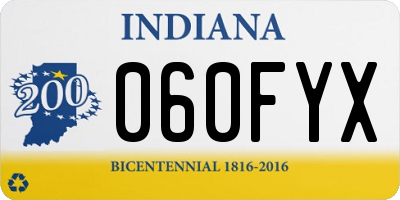 IN license plate 060FYX