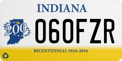 IN license plate 060FZR