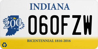 IN license plate 060FZW