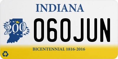IN license plate 060JUN