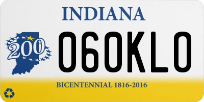 IN license plate 060KLO