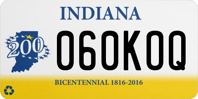 IN license plate 060KOQ