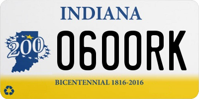 IN license plate 060ORK
