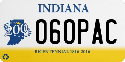 IN license plate 060PAC