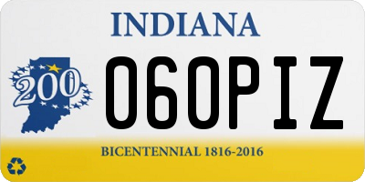 IN license plate 060PIZ