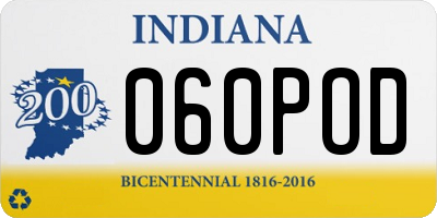 IN license plate 060POD