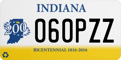 IN license plate 060PZZ