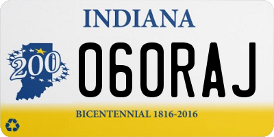 IN license plate 060RAJ