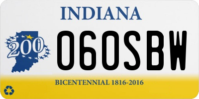 IN license plate 060SBW