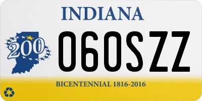 IN license plate 060SZZ