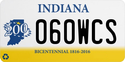 IN license plate 060WCS