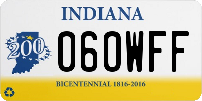IN license plate 060WFF