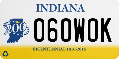 IN license plate 060WOK