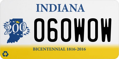 IN license plate 060WOW