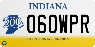 IN license plate 060WPR