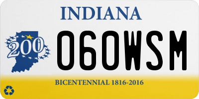 IN license plate 060WSM