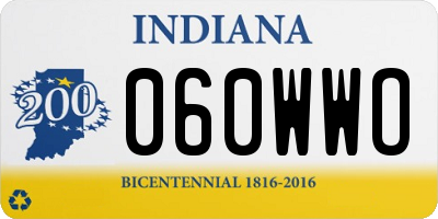 IN license plate 060WWO