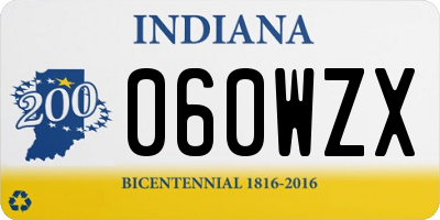 IN license plate 060WZX