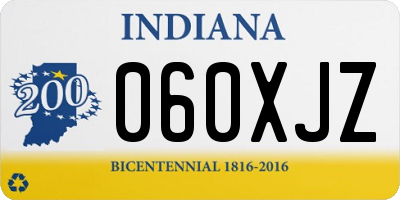 IN license plate 060XJZ