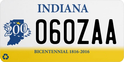 IN license plate 060ZAA