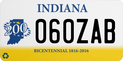 IN license plate 060ZAB